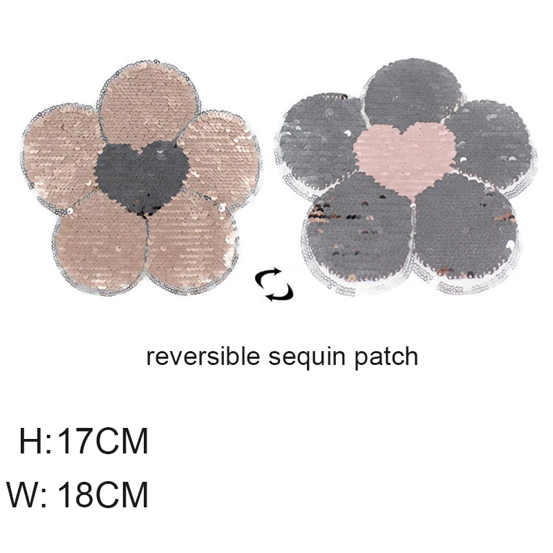 

2018 Flowers Reversible change color Sequins Sew On Patches for clothes DIY Patch Applique Bag Clothing Coat Sweater Crafts