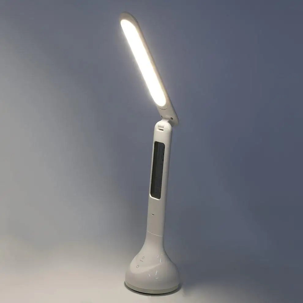 

Foldable Dimmable LED Desk Lamp USB Chargeable Table Lamp With Smart Calendar Temperature Alarm Clock For Study Work Night Light