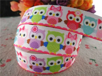 

16073013, new arrival 7/8'' 22mm 5 yards owl animal printed grosgrain ribbons cartoon ribbon handmade hair bows