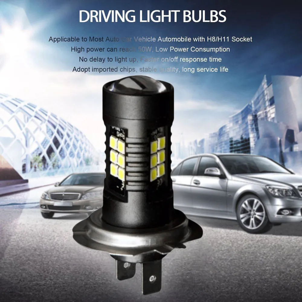 

KAKUDER 2PCS 3030 21SMD H7 High Power 6500K Super White LED Fog Lights Driving Bulbs fog lights for cars