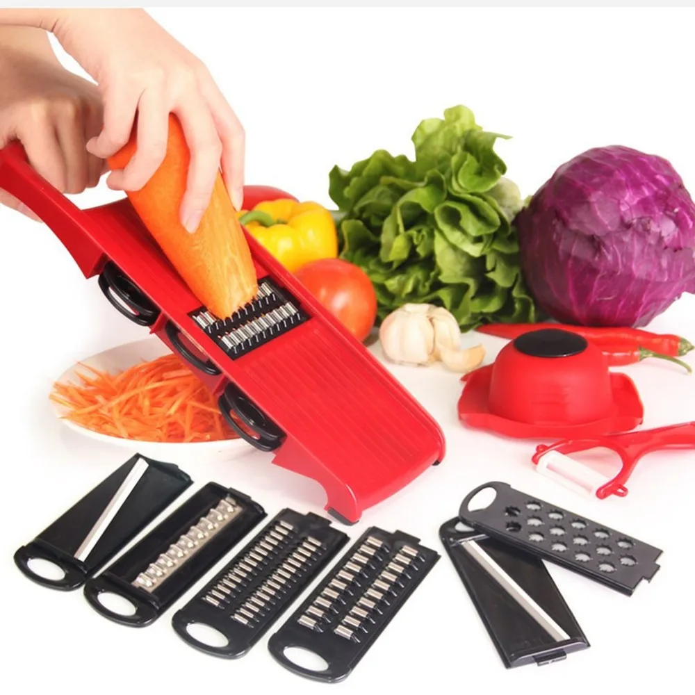 

Manual Vegetable Cutter Mandoline Slicer Carrot Grater Julienne Potato Cutter Fruit Vegetable Tools Kitchen Accessories 6 Blades