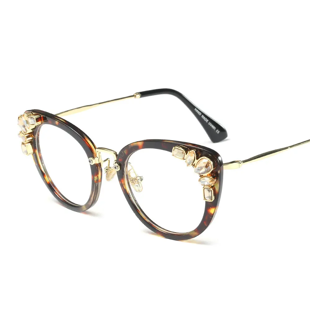 2018 Rhinestone Decoration Women Square Glasses Frame Fashion Ladies