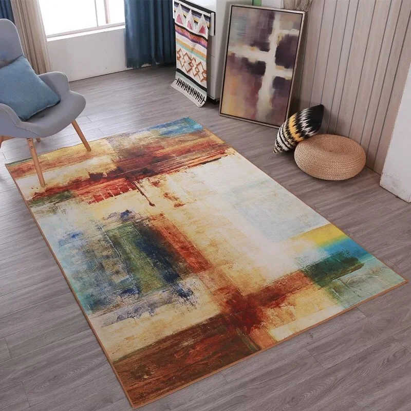 Европейский современный прямоугольный ковер противоскользящие абстрактного искусства Коврик Гостиная кофе Настольный коврик спальня кровать теплый плед