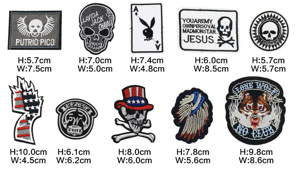 Cool patches Color hat Misfits Skull Jesus Tiger Badge PUTRIO PICO White Wings Cross Patch Ironing Stickers Clothes Patches (3)