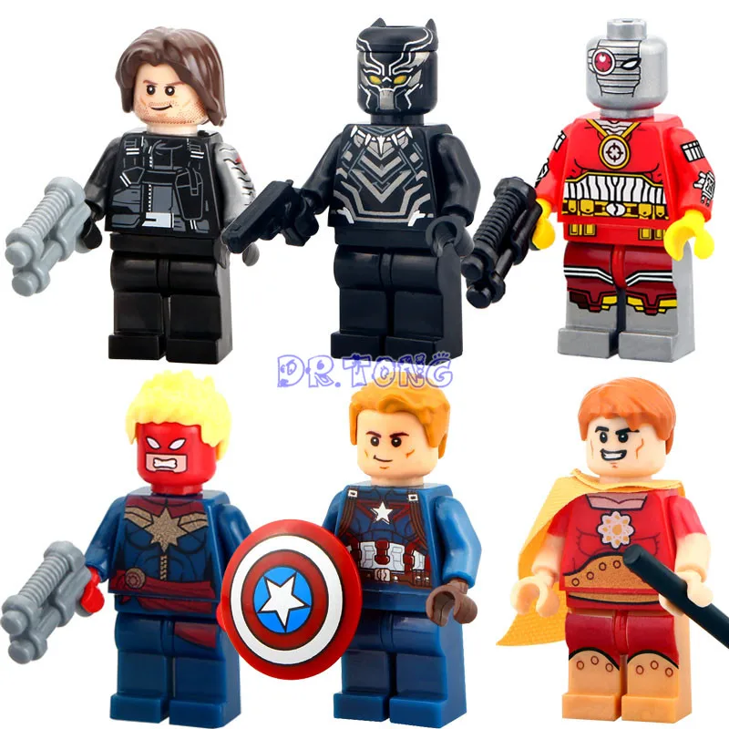 

DR.TONG PG8003 Marvel Super Hero Captian America Black Panther Deadshot Ms. Marvel Winter Solider Building Blocks Child Toys