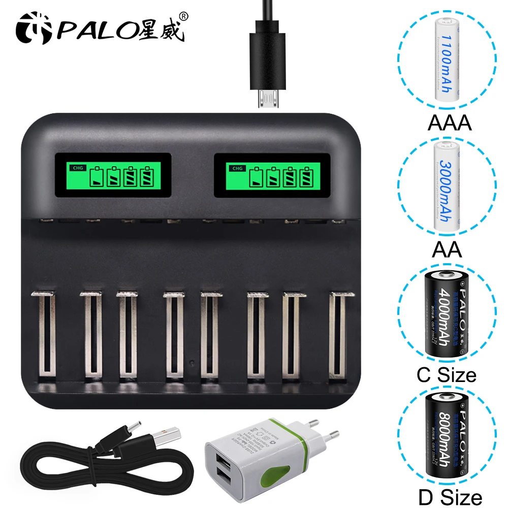 

LCD Battery Charger Charging 1.2V AA AAA NiMH Battery for C size D size rechargeable battery