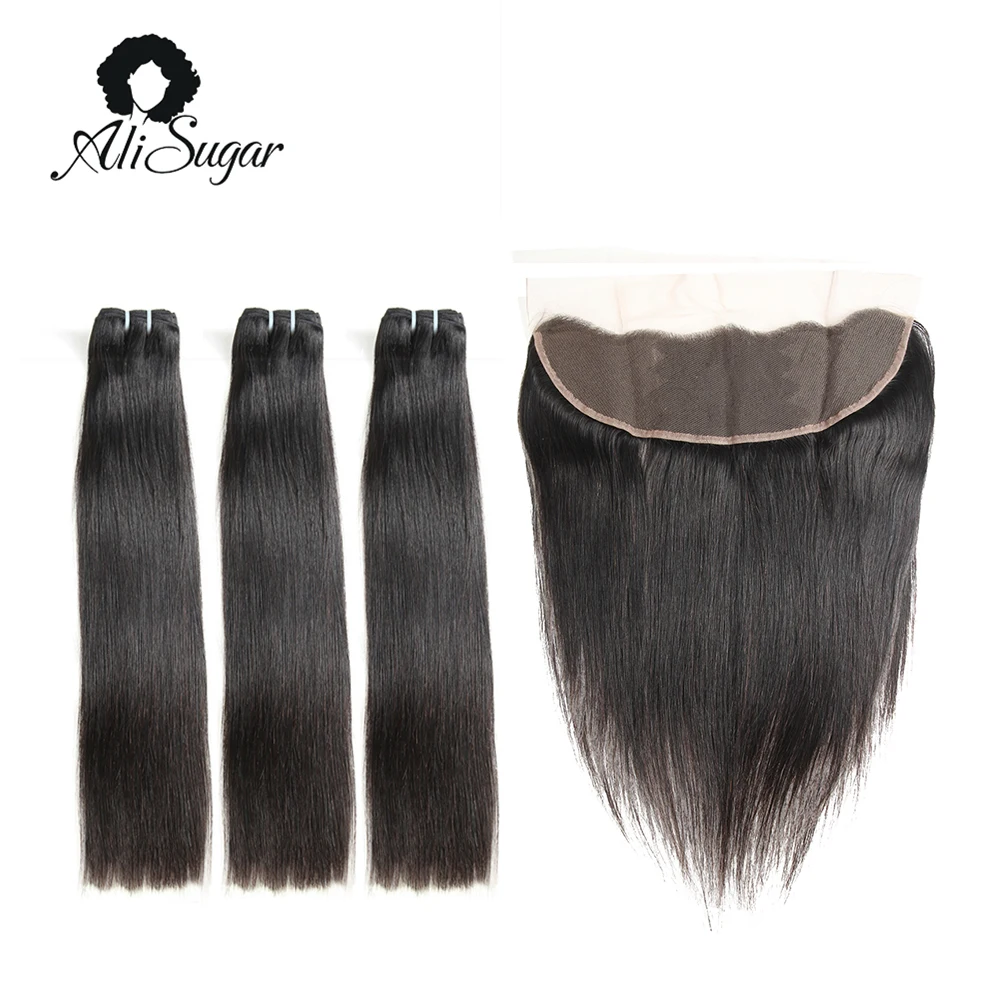 Ali Sugar Hair Philippine Virgin Hair Bundles With Frontal Straight Human Hair Weave For Salon
