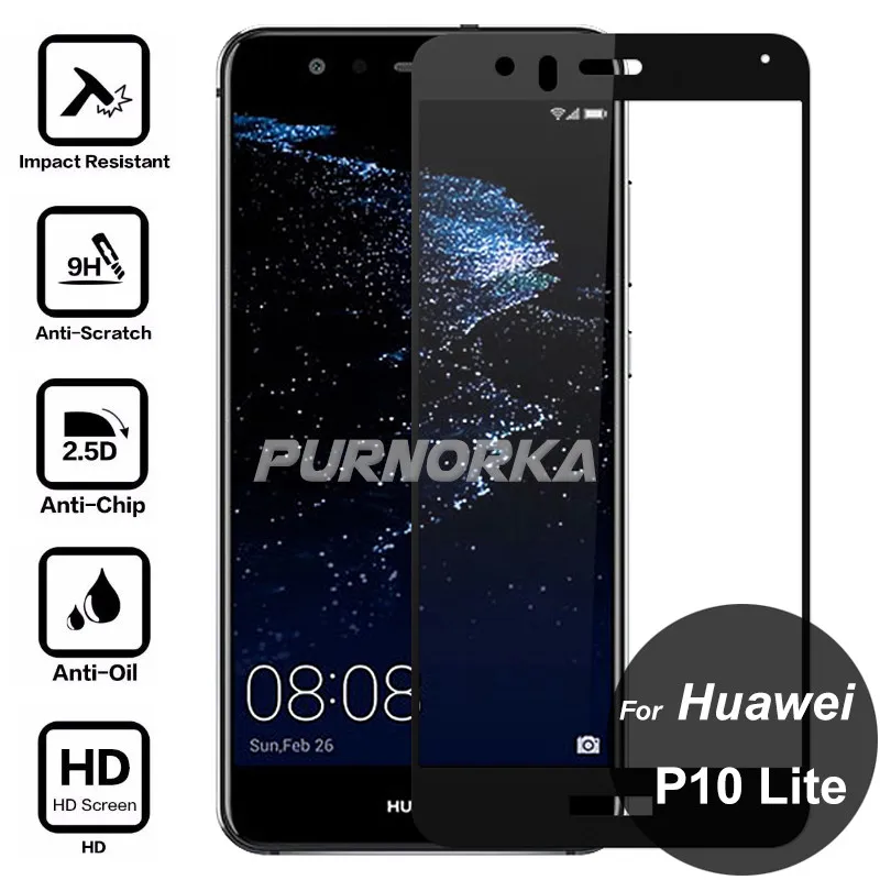 Для Huawei P10 Lite Полное покрытие протектор экрана 2.5D 9 H Закаленное Стеклянные