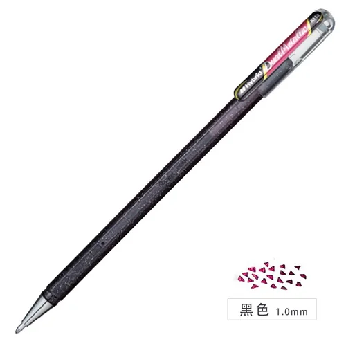 Гибридный двойной гель с металлическим эффектом Pentel, ручка 1,0 мм, блестящие гелевые ручки для скрапбукинга, креативные канцелярские принадлежности для творчества, Kawaii, школьные принадлежности K110 - Цвет: Черный