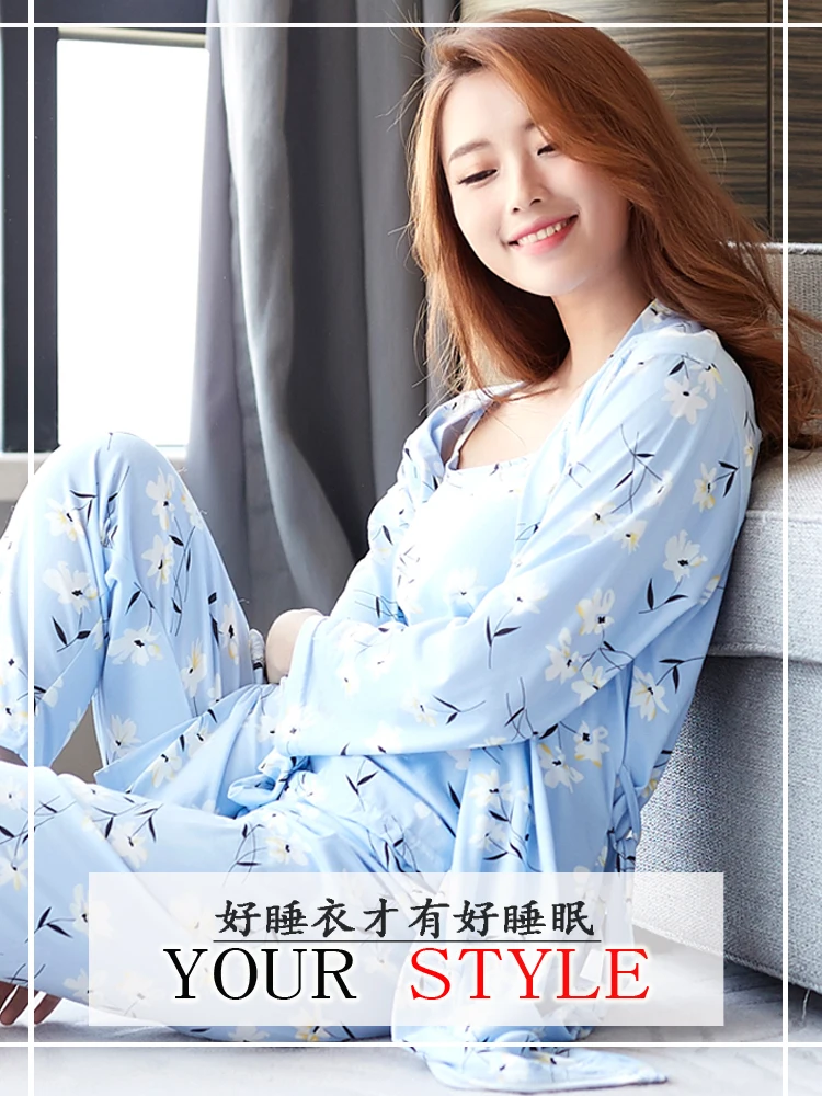 Халат с поясом 3 предмета женские пикантные шелковые пижамы комплект с длинными рукавами штаны для женщин ночная рубашка