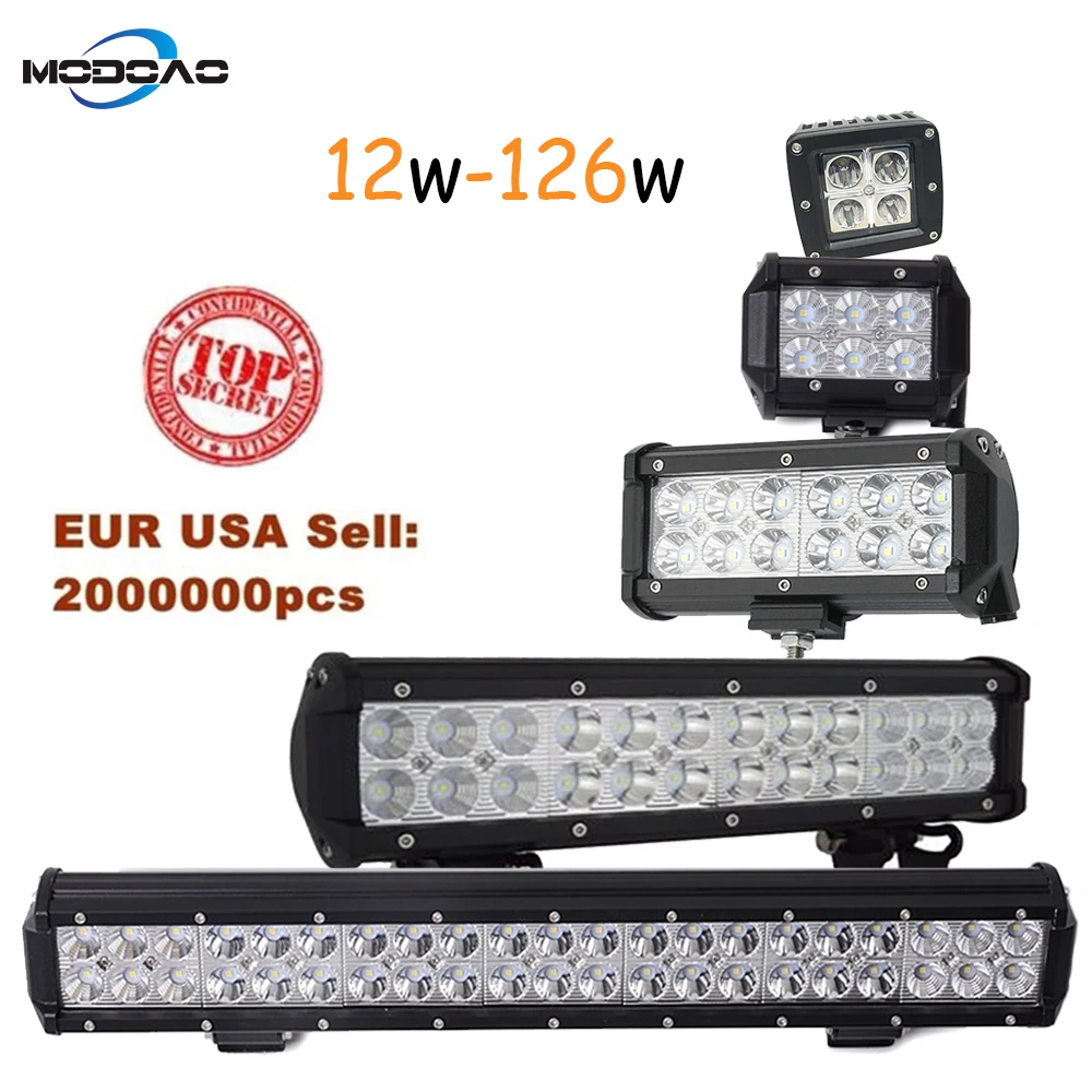 

Modoao 3 4 7 12 20 inch 12W 18W 36W 72W 126W LED Work Light LED Bar Light for Motorcycle Tractor Boat Off Road 4WD 4x4 Truck SUV
