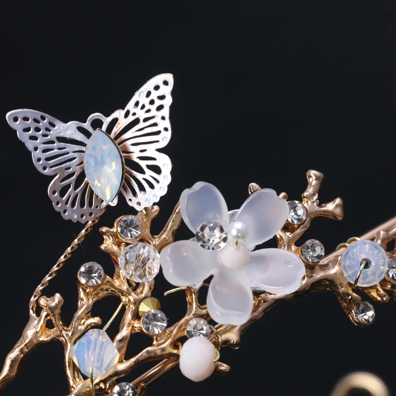 Барочная корона украшения в виде бабочек для невесты Свадебные Роскошные Цветочные головные уборы тиара