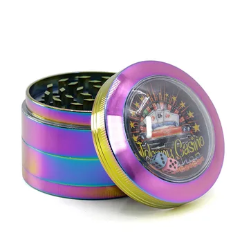 

10pcs/lot New Arrival 4 Layers Diameter 63MM Iceblue Color Zinc Alloy Grinder Dice Herb Grinder Tobacco Crusher
