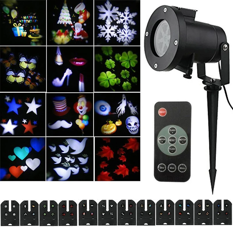LED Spotlights Landscape Rotating Waterproof Light Colorful Home Garden Decoration With Remote Control 12 Replaceable Lens Lamp