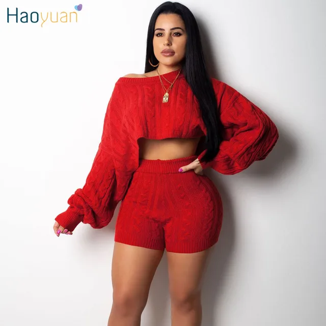 HAOYUAN 2 Two Piece Set Women Clothes Autumn Winter