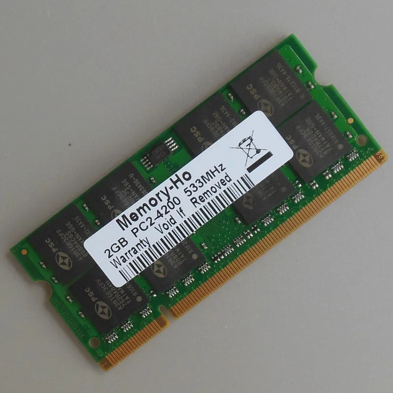 Vente 2 GB DDR2 533 PC2 4200 533 Mhz DDR2 Ordinateur Portable Mémoire SODIMM RAM Portable Non Ecc 200 broches Unbuffered Faible densité