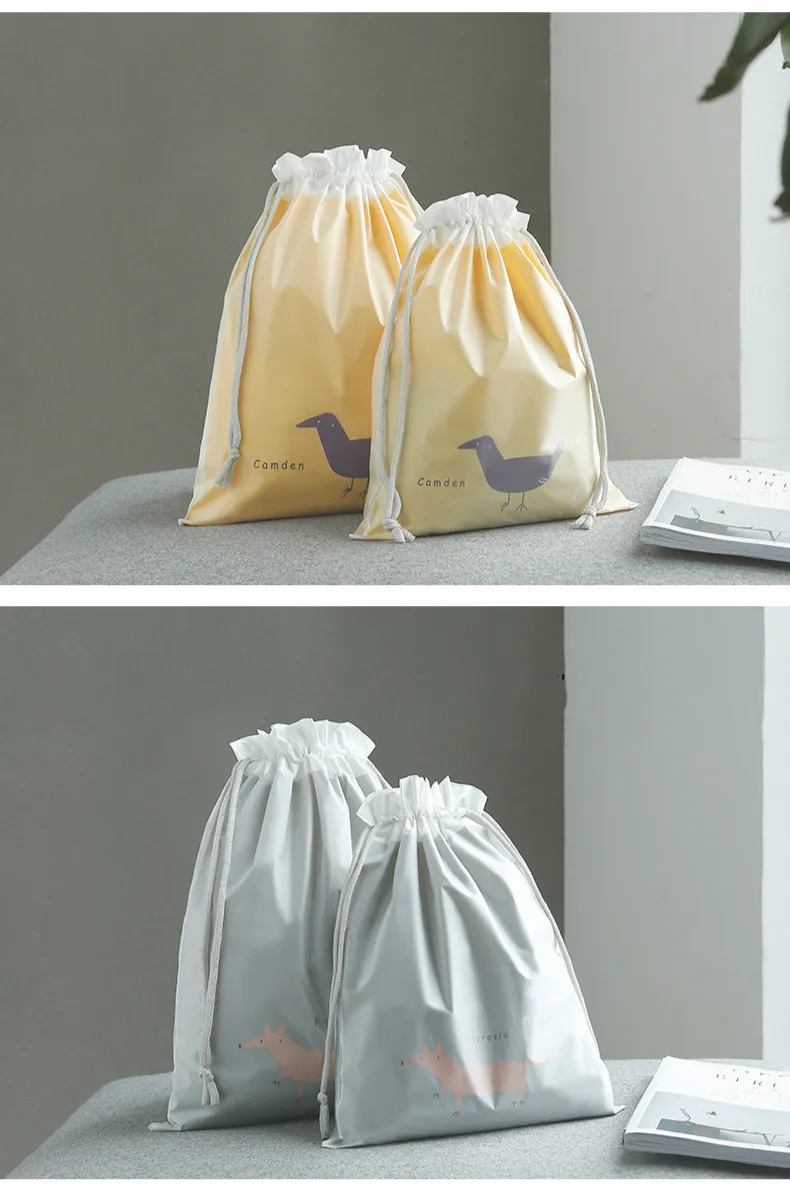 Двухслойные Мультяшные дорожные сумки на шнурке для хранения, водонепроницаемые сумки на шнурке для косметики, классификация одежды