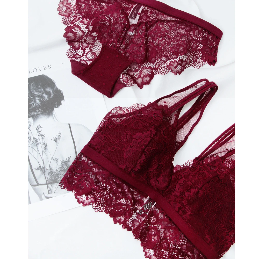 ladies underwear sets Lace thin cup comfortable sleep sexy women underwear sets Euramerican style ABC cotton cup brassiere and transparent bra panties sheer bra and panty sets