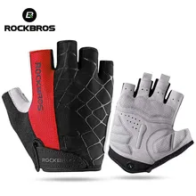 Резиновые перчатки ROCKBROS мужские и женские дышащие Нескользящие дорожные Pro гелевые противоударный велосипед велосипедные перчатки Половина Пальцы Ciclismo