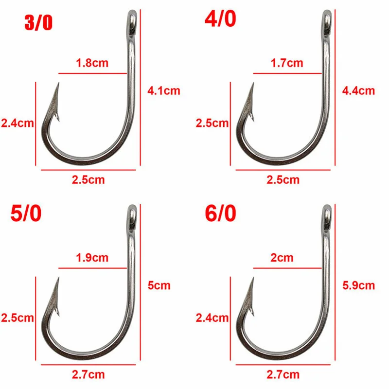 Hyaena 5 шт. рыболовный крючок из нержавеющей стали Острый большой толстый тунец 7691 рыболовный крючок с прямым хвостовиком аксессуары для глаз