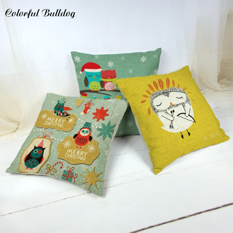 Stylish Cushion Cover Boho Owl Throw Pillow Cover Farmhouse 45X45Cm Cotton Linen Home Car Decor ...