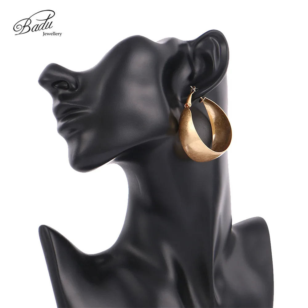 Badu, золотые серьги-кольца для женщин, широкие медные серьги в стиле панк, Винтажные Ювелирные изделия для женщин, преувеличенная Мода