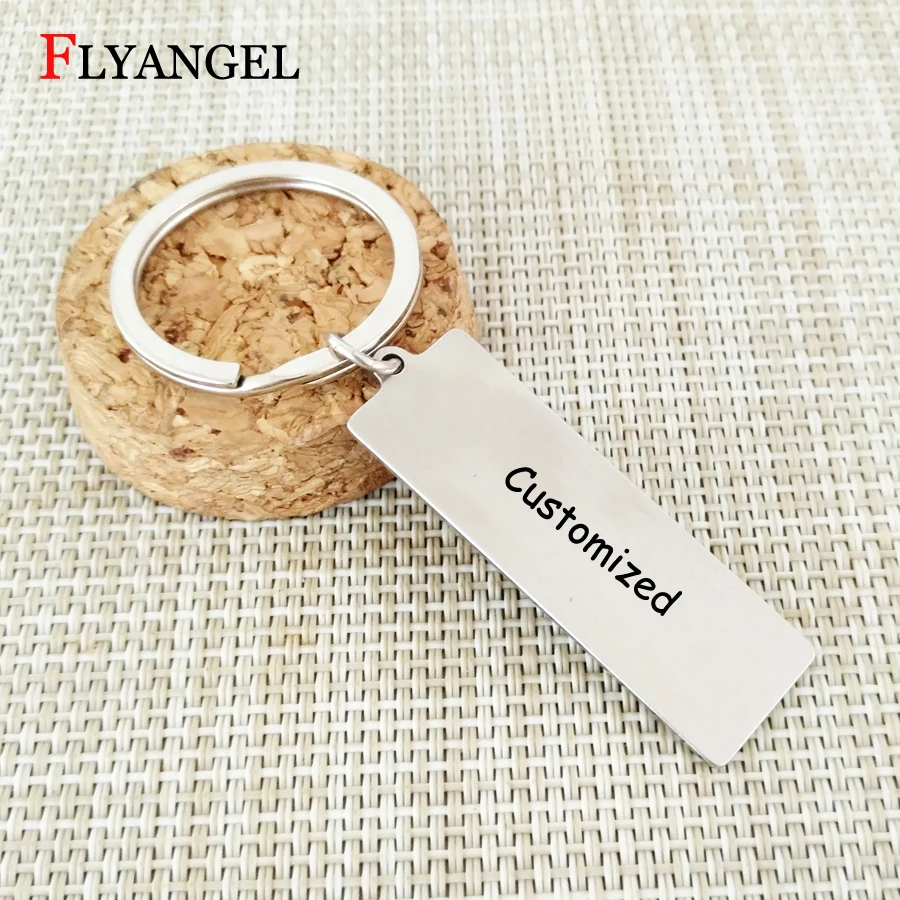 Customized DIY 45*15mm Keychain Stainless Steel Engraved Letter Name