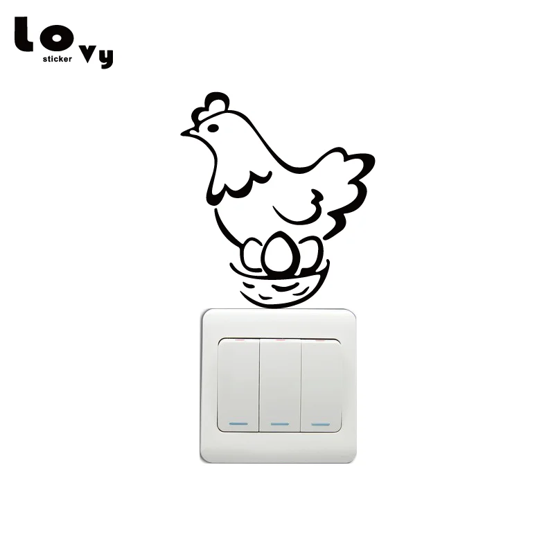 

Chicken With Her Eggs Switch Sticker Creative Cartoon Animal Vinyl Wall Decal Home Decor SW0257
