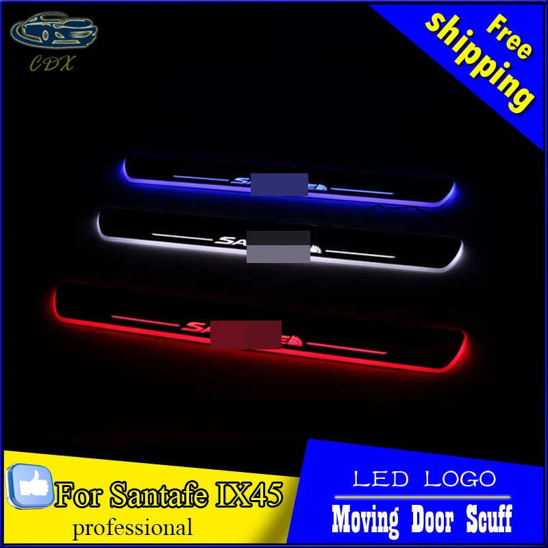 

Car Styling LED Moving Door Scuff For Hyundai Santa Fe IX45 2013 2014 2015 Door Sill Plate Cover Side Step Led Welcome Pedal