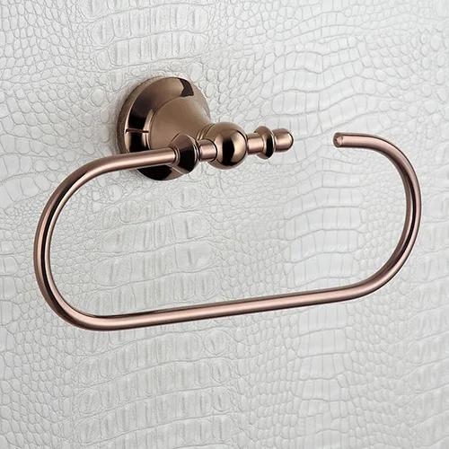 Towel Ring Розовое золото аксессуары для ванной комнаты набор для душа мыло стеклянная полка жидкий диспенсер медная туалетная щетка держатель для полотенец аксессуары для ванной комнаты - Цвет: Towel Ring