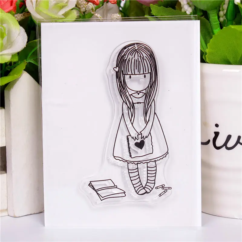 

Rubber Silicone Clear Stamps for Scrapbooking Tampons Transparents Seal Background Stamp Card Making Diy Cartoon girl 55
