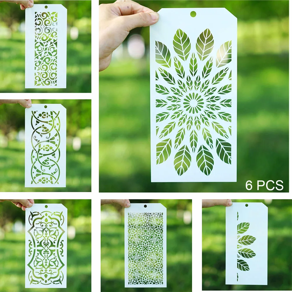 

6 PCS 12*24 cm Seamless Stencil for Scrapbooking Painting album Paper Card Making Craft Decorative Embossing Template