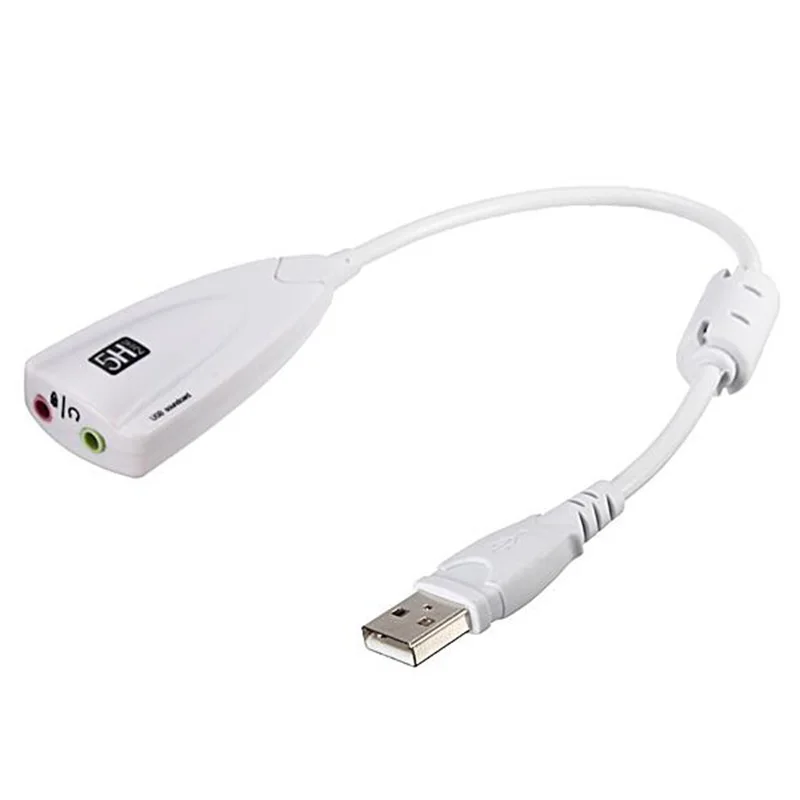 

External Sound Card USB 2.0 3D Virtual 7.1 Channel Sound Card Adapter for PC color: White