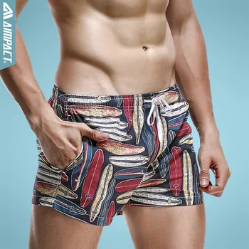

Aimpact Breathable Men's Shorts Summer Elastic Waist Men's Board Shorts Leisure Pattern Print Beach Shorts for Men PF70