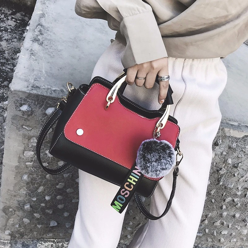 العلامة التجارية الفاخرة حقائب نسائية الإناث حقيبة ساعي Crossbody ل المرأة الليتشي مخلب التباين اللون المحمولة الشعر الكرة امرأة الأسود