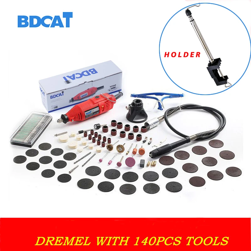 

BDCAT 180w engraver Electric Dremel Rotary Tool Variable Speed Mini Drill with 140pcs Power Tools accessories and holder