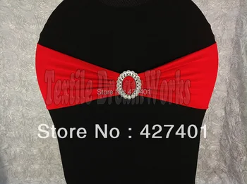 

Hot Sale Red Spandex Bands / Lycra Band With Oval Buck For Wedding & Banquet