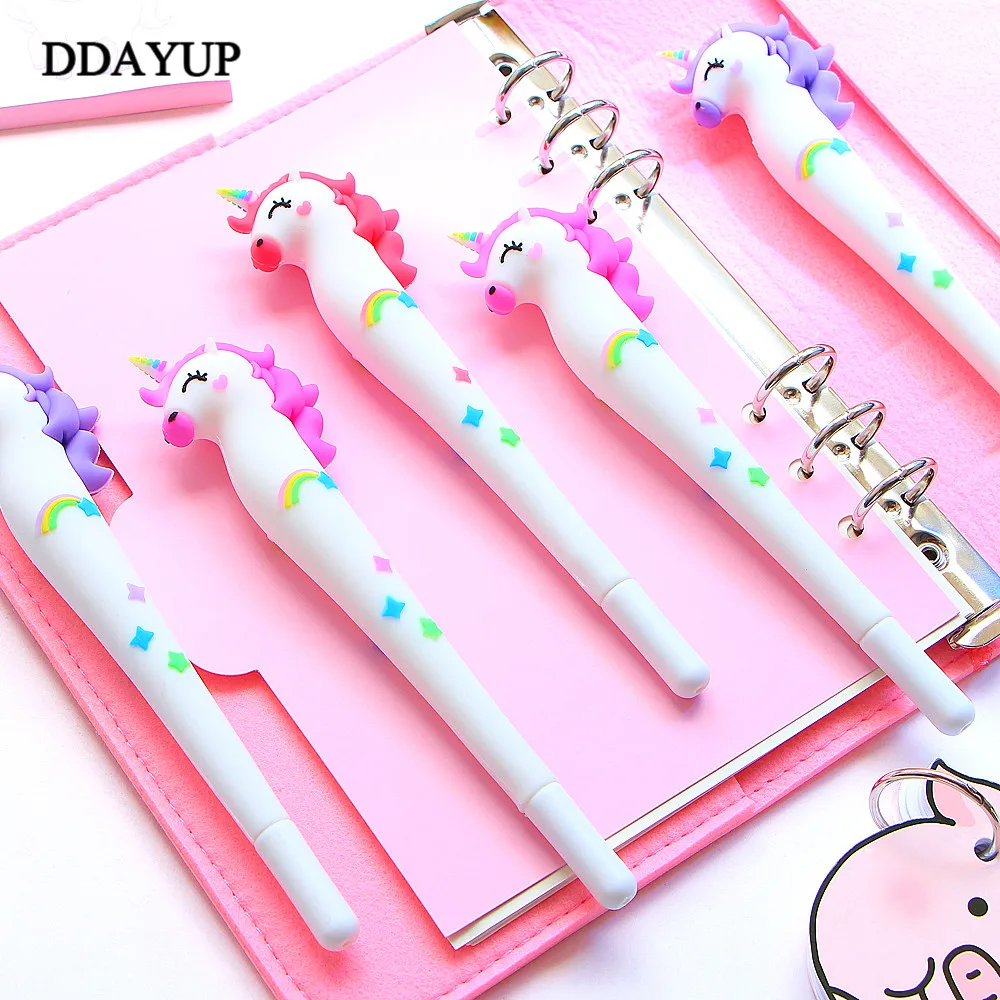 

Cute Unicorn Gel Pen 0.5mm Kawaii Multi Shape Silica Gel Plastic Pen for Kids Girls Gifts Office School Supplies Stationery