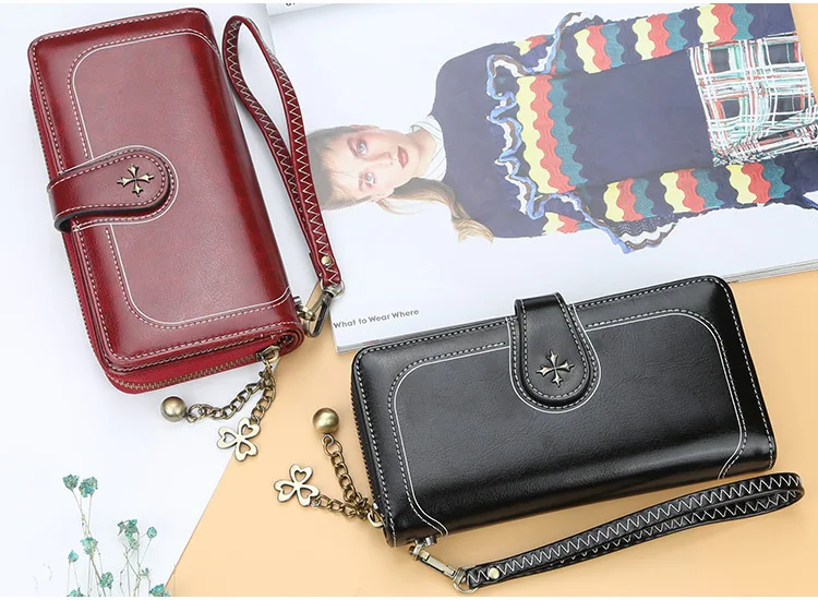 Fashion Long Women Wallets Vintage High Quality PU Leather Card Holder Female Purse Zipper Big Brand Wallet For Girl