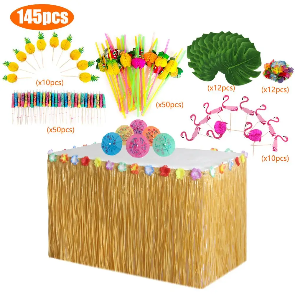 

Hawaiian Table Skirt Decoration Set For Wedding Party Table Decoration Home Textile Tablecloths Accessories Flamingo 4