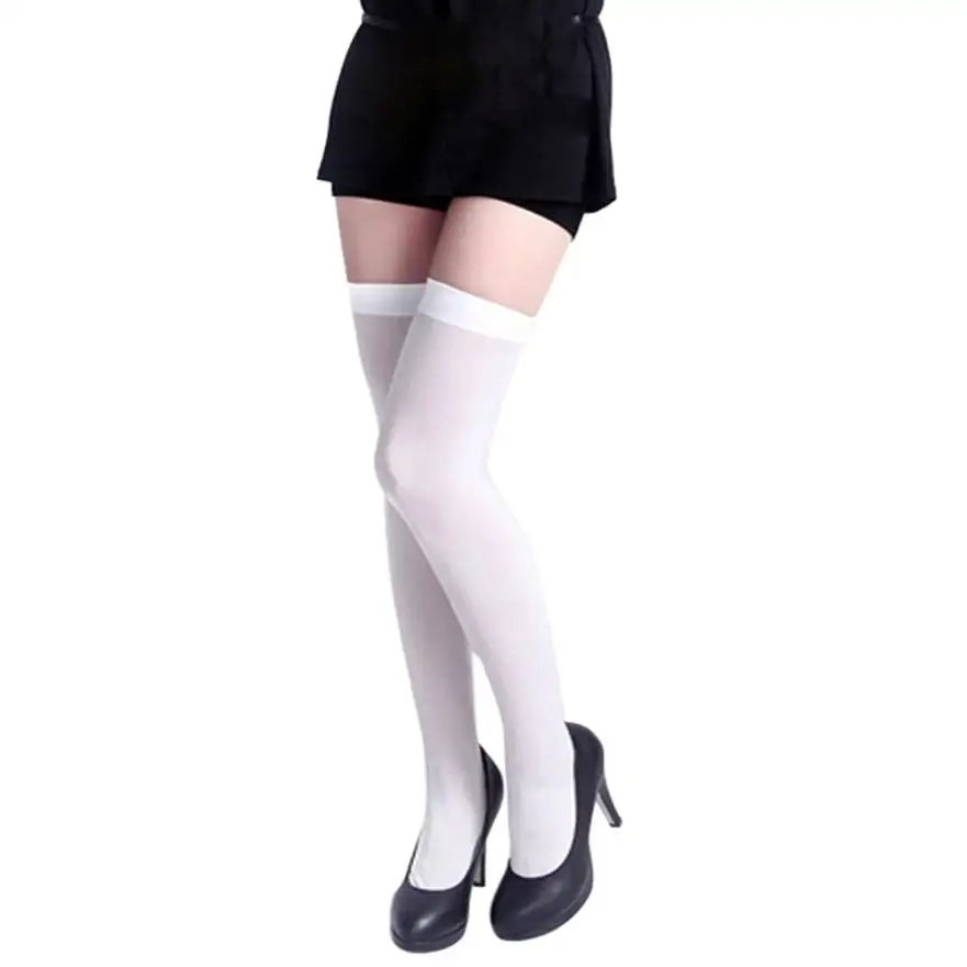 Женские Модные эластичные нейлоновые носки выше колена; Новинка; jy17 - Цвет: Белый