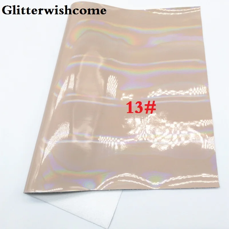 Glitterwishcome 21X29 см A4 размер искусственная кожа ткань Переливающаяся Гладкая лакированная кожа Fabirc кожа ткань винил для бантов, GM009A - Цвет: 13