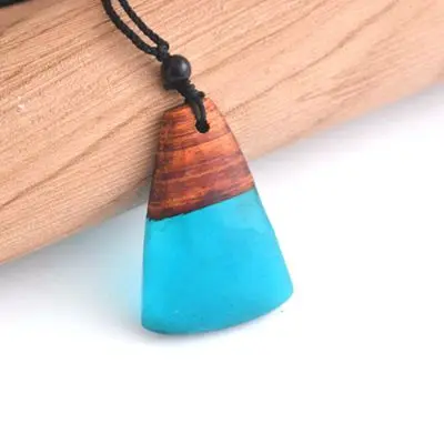 Men And Women Jewelry Geometric Necklace Pendant Retro Special Gifts Wood Resin Professional Production