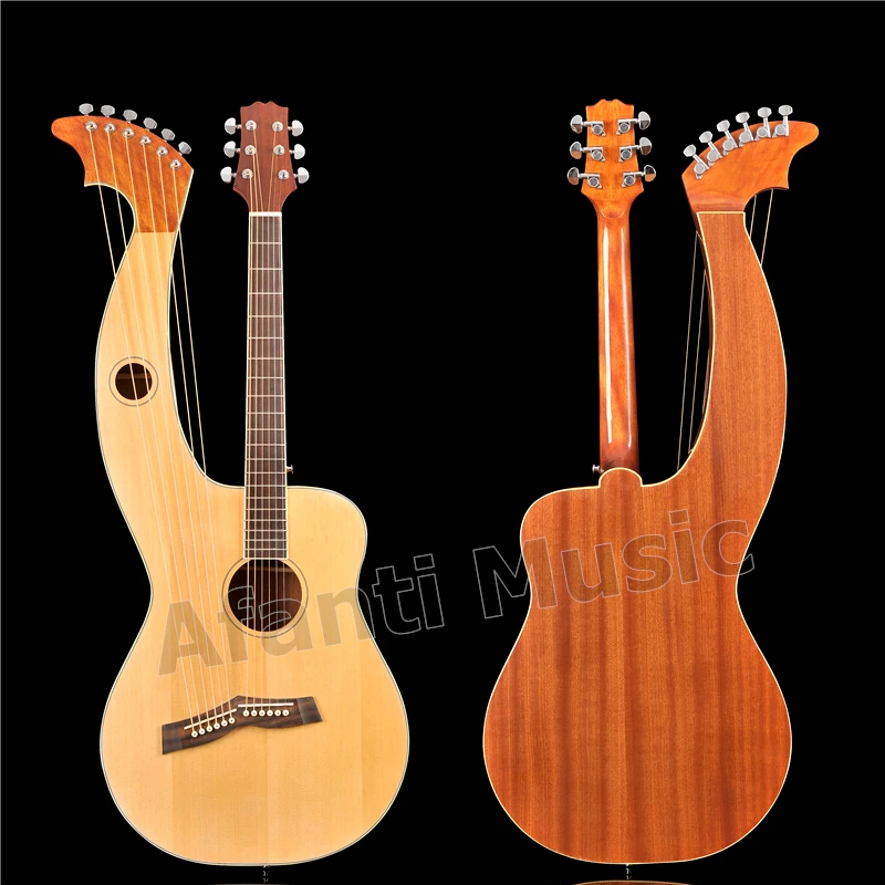 Spruce top / Sapele Back & Sides Rosewood Fingerboard Nut Afanti Harp guitar (AHP-1006) | Спорт и развлечения