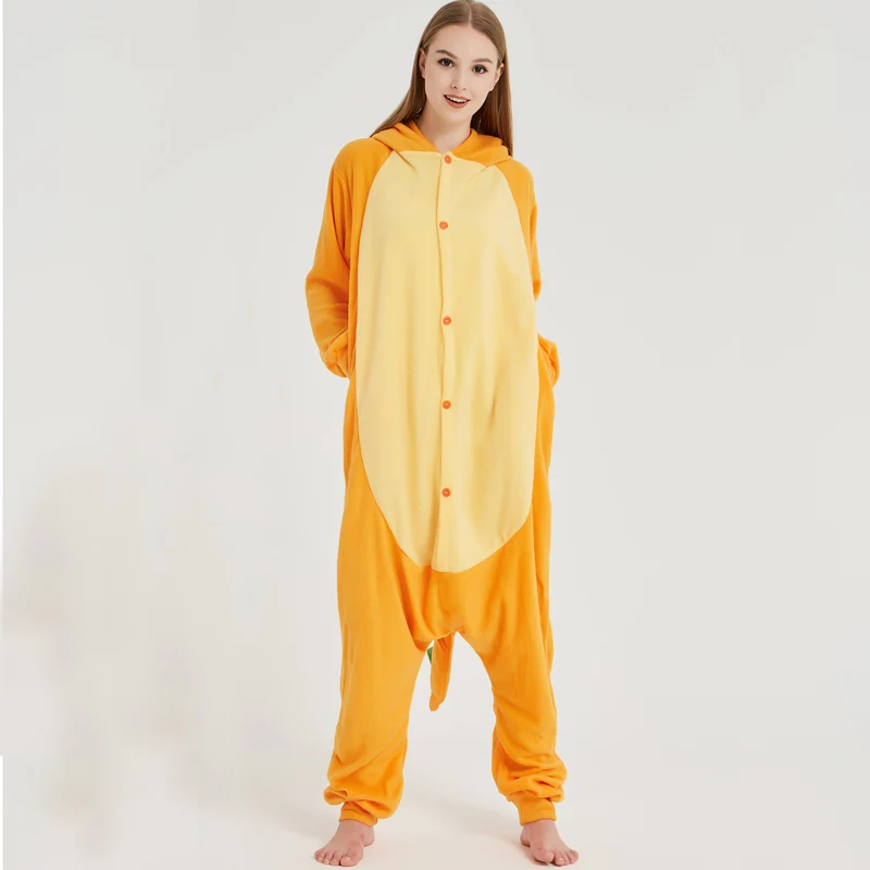 Pokemon Charizard Onesie Adult Women Men Pajamas Cartoon Animal Charmander Dragon Costume Party Winter Warm Cute Pyjama Sleep (3)