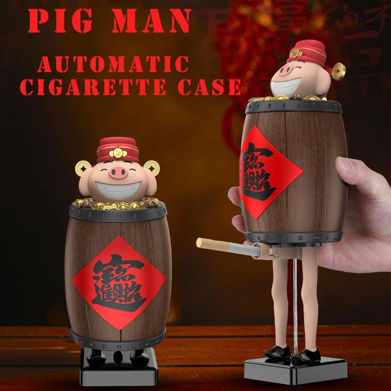 

God of mone Pig man automatic cigarette case New Fashion Pipe Creative Personality Cigaret Storage Case Cigarette Case Cover