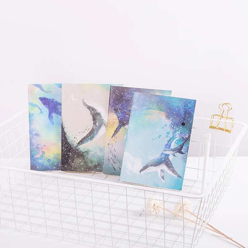 

Kawaii Stationery 16K 80 Pages Creative Cartoon Whale Notebook DIY Soft Cover Gridline Diary Notepad Promotional For Kids Gift
