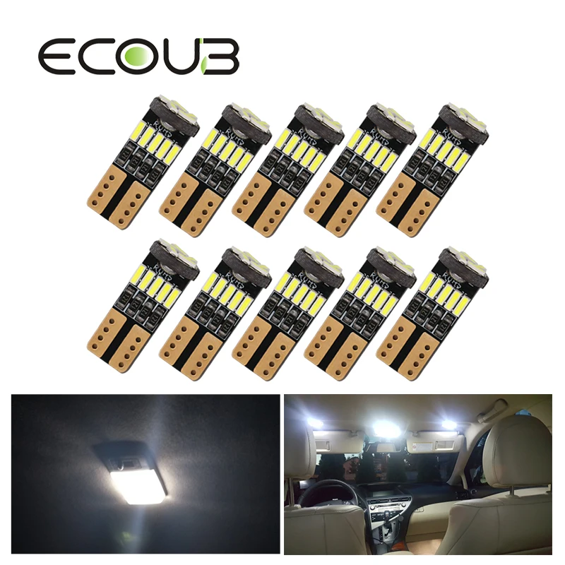 

New Arrival 10 PCS W5W 168 194 LED T10 Bulb Non Polarity 4014 SMD 12V 6500K Parking Reading Clearance Light
