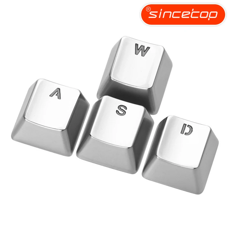 

Zinc Alloy Key Cap Light Transmission for Mechanical Keyboard MX Axis Silver Metal Keycaps Pervious to light Keypress WASD Arrow