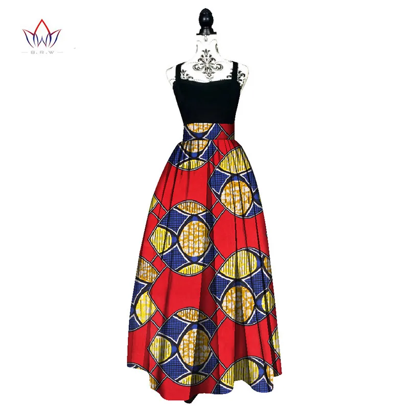 Модная женская длинная юбка с принтом в африканском стиле, Анкара, Дашики, высокая талия, трапециевидная длинная юбка макси с зонтиком, женская одежда BRW WY1744
